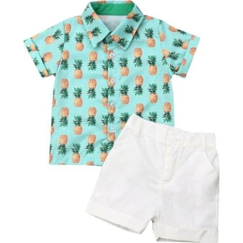 Toddler Kids Baby Boy Clothes Pineapple Sets Formal Short Sleeve Shirt Tops Shorts Pants 1-6Y Summer Outfits