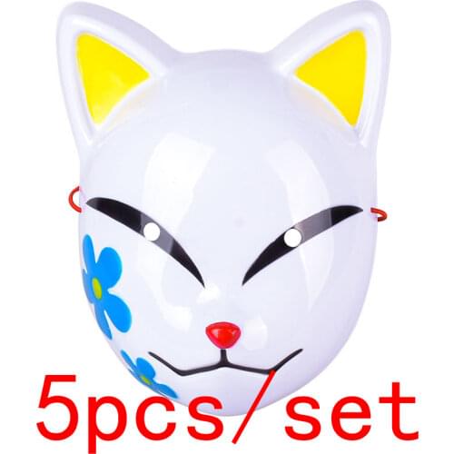 Thin Models Demon Slayer Sabito Kamado Tanjirou Cosplay Mask Halloween Carnival Adult Plastic Fox Mask