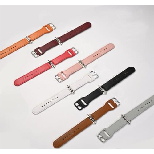 Genuine Leather Watchbands for iwatch watch band 4 5 6 44mm 42mm 38mm 40mm Series 3/2/1 White Blue Pink Black Color Strap