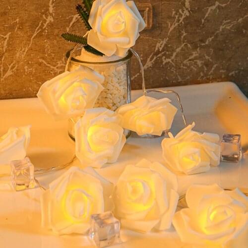 Rose LED Light String Battery Operated Fairy String Light Lamp Christmas Garland Valentine Day Wedding New Year Decoration