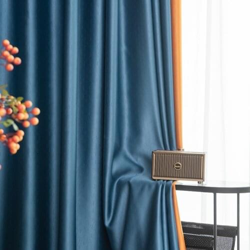 French Retro Curtain Imitation Silk Jacquard High Shading Heat Sound Insulation Curtains for Living Room Bedroom Curtains Tulle