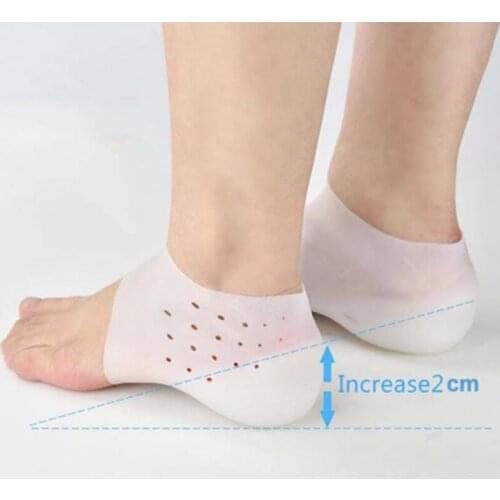 Unisex Invisible Height Increase Silicone Socks Gel Heel Pads Heel Cushion Soles Insole Foot Massage Orthopedic Arch Support