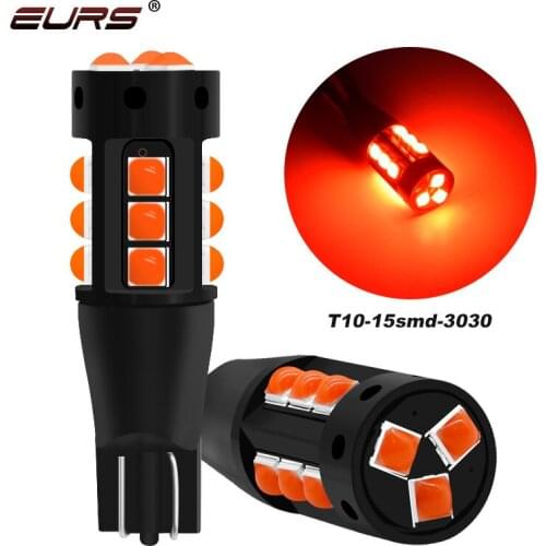 EURS 2pcs T10 W5W LED car interior light 3030 15SMD Auto license plate Lights 12V 194 Side Wedge parking bulb canbus car styling