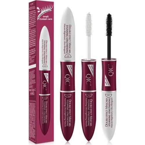 Double Head Lash Tint 4D Silk Fiber Makeup Mascara Eyelash Growth Liquid Long Thick Waterproof Blooming Korean Mascara Cosmetic