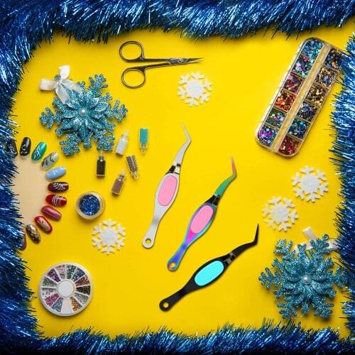 Anti-static Stainless Steel Tweezers Soft-grip Reverse Jewelry For Grip Lock Tweezers Craft Curved Straight Tweezers Repair Tool