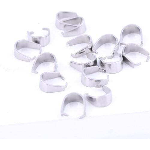 Onwear 100pcs stainless steel necklace clip pinch bails for pendant jewelry making diy connector findings 9x3.5mm