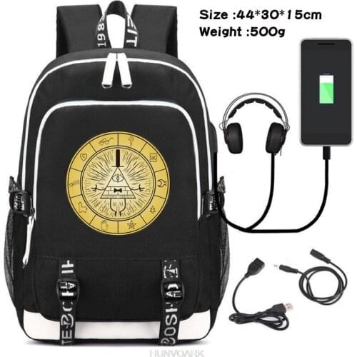 Gravity Falls Women Men Backpacks Multifunction Ladies Waterproof School Bags Capacity Teenagers USB Charge School Backpack