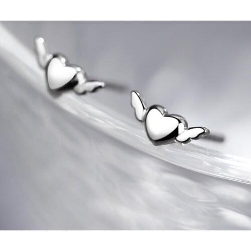 Flying wings love stud earrings delicate personality punk street contrast earrings fashion jewelry
