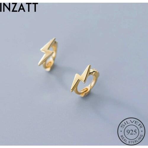 INZATT Real 925 Sterling Silver Lightning Hoop Earrings For Fashion Women Birthday Party Punk Fine Jewelry Minimalist Gift