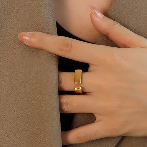 Simple Geometric Ring Female Titanium Steel 18K Gold Index Fingers Opening Ring Accessories Jewelry Gifts
