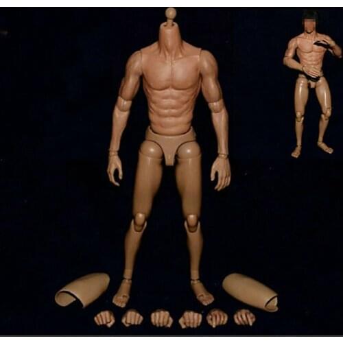 1/6 Male Narrow Shoulder Muscular Action Figure Body Fit 1:6 Head Sculpt Carving