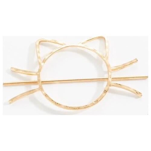 1 Pc Ladies Geometric Meow Cat Pierced Hair Clip Cute Metallic Slide Comb Hairpin Shawl Pin Brooch Ponytail Pony Tail T0102