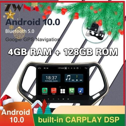 128GB Carplay Android 10 screen Multimedia DVD Player for JEEP Cherokee 2016 2017 car GPS Navigation Auto Audio Stereo Head unit