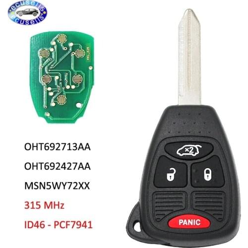 3+1 Button Remote Key for Chrysler 315MHz FCC ID: OHT692713AA-OHT692427AA-MSN5WY72XX-PCF7941