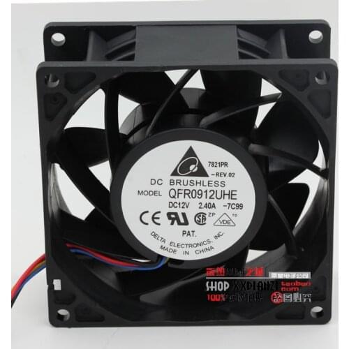 Delta Electronics QFR0912UHE 7C99 DC 12V 2.40A 92x92x38mm 4-wire Server Cooling Fan