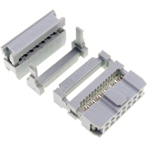 40pcs 0.100" 2.54mm Pitch 2x7 Pin 14 Position IDC Female Header Socket Box Header Socket Flat Cable 0.05"connector Grey