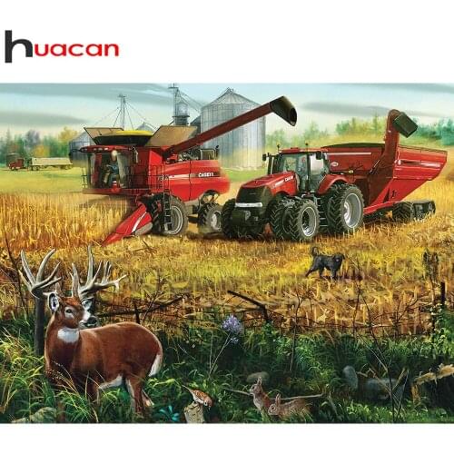 Huacan Diamond Painting New Arrival Farm Scenery Full Square/round Diamond Embroidery Agricultural Vehicles Home Decor