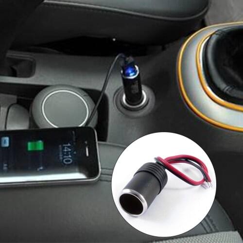 Car Charger Power Cigarette Lighter Female Socket Black w 26cm Cable