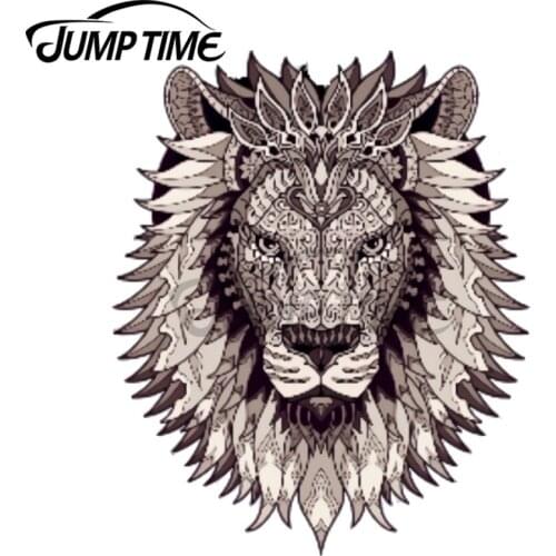 JumpTime 13 x 6.8cm Lion Head Mandala Decal Refrigerator Scratch-Proof Car Stickers Windows Waterproof Car Wrap Decoration Decal