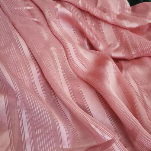ON SALE Shiny Jacquard Chiffon Metallic Fabric Chiffon Silky Stripe Soft Chiffon Fabric DIY Scarf Blouse Material