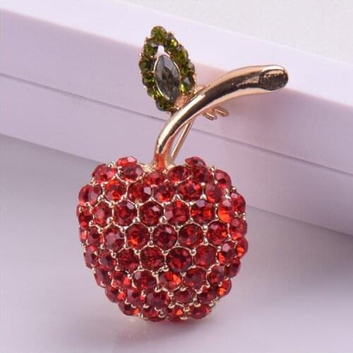 Fine Fashion Red Crystal Small Apple Cute Brooches For Women 2021 New Korean Creative Suits Coat Jewelry Accessory Brooches Gift