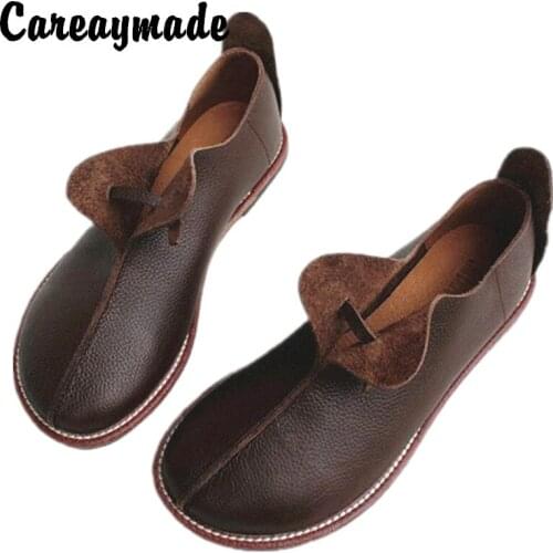 Careaymade-Suitable occasion Womens Genuine leather soft sole shoes for in spring and summer Handmade Casual shoes,2 colors