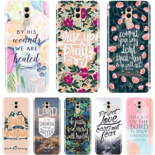 Case For Huawei Mate 9 10 20 Pro Silicone Soft Bible Verse Quotes Flower Back Cover For Huawei Mate 7 8 9 10 20 Lite Phone Case
