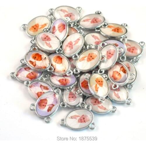 Rosary center medal with pope frencesco and pope John II