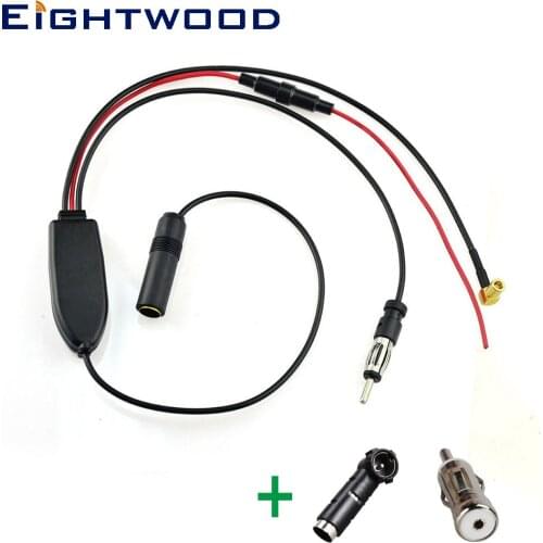 Eightwood Conversion DAB/DAB+ Car Radio Antenna Aerial DAB/AM/ FM Converter/Splitter/Amplifier with ISO Connectors