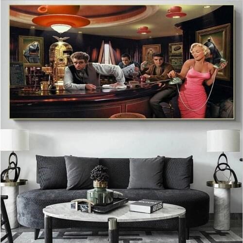 Graffiti Art Portrait Marilyn Monroe Elvis Presley James Dean Canvas Painting Poster and Print Wall Art Picture for Living Room