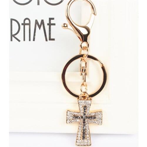 Cross Ten Pendant Charm Rhinestone Crystal Keyring Key Chain for Handbag Purse Bag Carkey Gift
