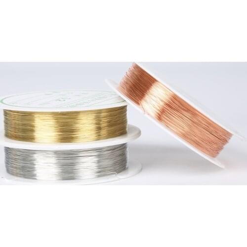 1 Roll Dia 0.2-1.0mm Copper Beading Cords Wire Handmade Metal Thread Wire For DIY Craft Beads Rope Silver/Gold/Rose Gold