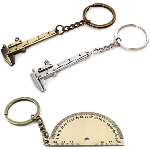 Mental Movable Vernier Caliper Ruler Model Keychain Mini Vernier Caliper Key Ring Car Turbo Key Chain Gauge Tool