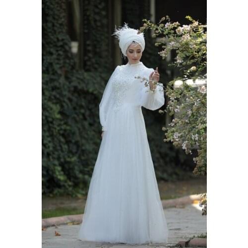 Muslim wedding dress gown balloon sleeve