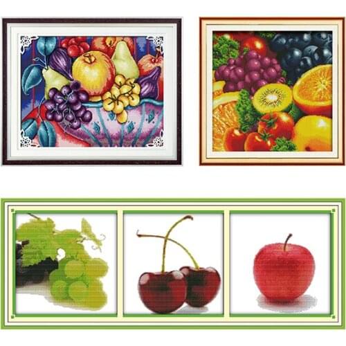 Joy Sunday Frui TCounted Cross Stitch Kits 11CT14CT Cross Stitch Kit Embroidery Needlework Sets for Home Decor Handmade DIY Gift