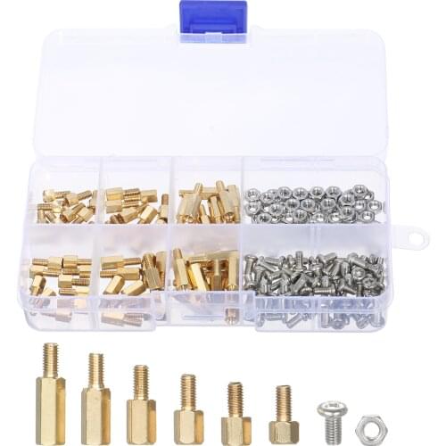 260-Piece M2 Male and Female Hex Brass Spacers Assortment Kit Motherboard Standoffs for PCB Computer Case PC Motherboard