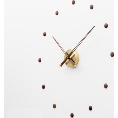 Hole-Free Diy Wall Clock Silent Nordic Wall Clocks Home Decor Walnut Large Pointer Wall Clock Modern Design Unique Home Decor