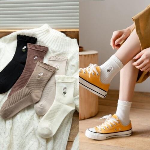 10 pieces = 5 pairs women socks pure color flower comfort women socks new winter strongly confined warm socks women