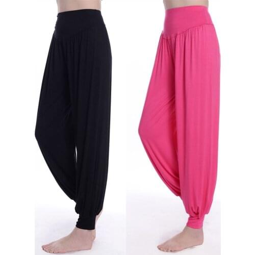 New Women Casual Modal Harem Pants Lady Dance Practice Pants Yoga Suit Long Trousers Bloomers Dancewear Dance Boho Wide Trousers