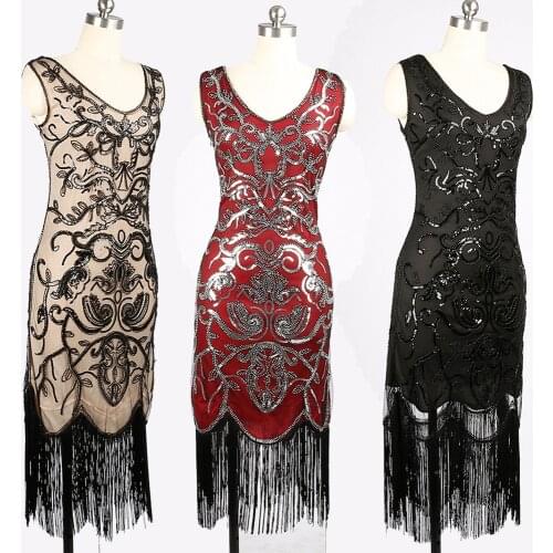1920s Gatsby Sequin Fringed Paisley Flapper Dress 20s Vintage Bling Sequins embroidery dress,s,m,l,xl,xxl