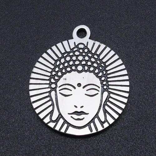 5pcs/lot 100% Stainless Steel Buddha Head Charms Pendants Wholesale Jewelry DIY Making Charms Bracelets Pendants