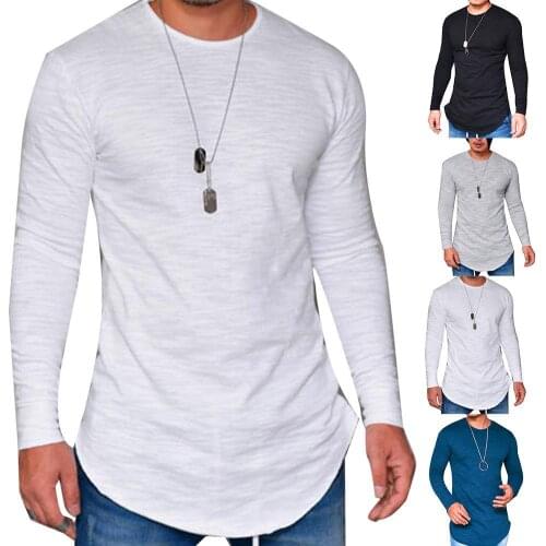 Plus Size 3XL T Shirt Men Solid Color O Neck Long Sleeve T Shirt for Men Basic Top Tees Male Bottoming Top T-Shirts ropa hombre