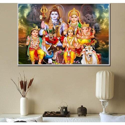 Religious Poster And Print Canvas Painting Indian Art Hindu God Figure HD For Living Room Home Decoration Unstretched Modern Art