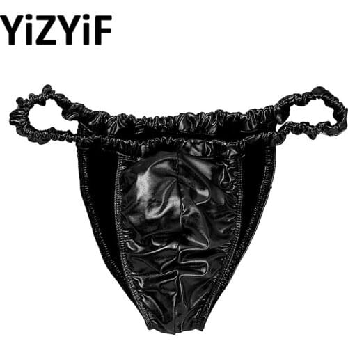 Sexy Mens Panties Latex Leather Rubber Penis Pouch Stretchy Underpants Hommes Bikini Briefs Tangas Male Lingerie Gay Underwear
