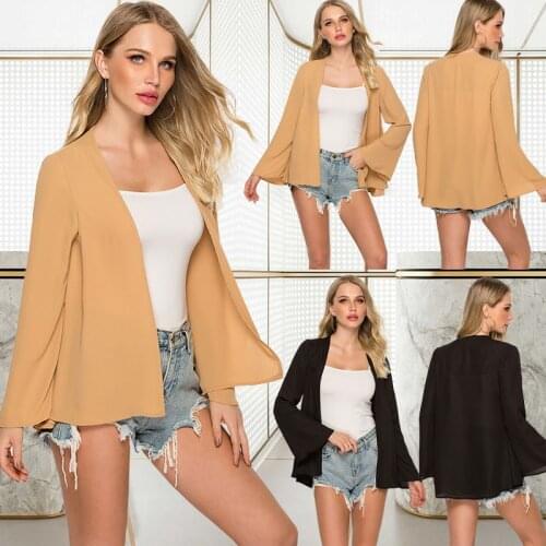 Chiffon Kimono Cardigan Casual Long Sleeve Loose Black Women Blouses Shirts Summer Women Tops Outerwear Top