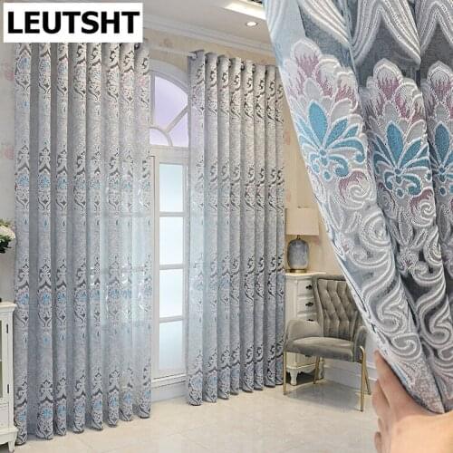 European-style Curtains for Living Dining Room Bedroom Embroidered Tulle Translucent and Impenetrable High-end Tulle Window