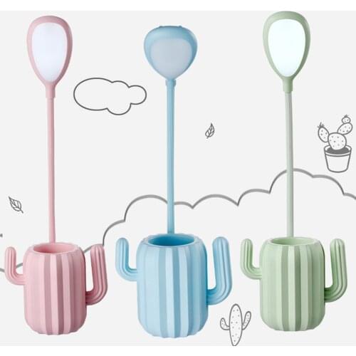 Cactus Shape Folding Table Light USB Rechargeable LED Desk Lamp Pen Storage Holder Eye Protection Desk Reading Light