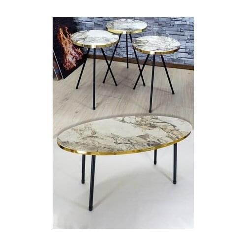 Modern Zigon coffee table And coffee table in the Middle Ellipse Black Metal Toe Gold Set coffee tables table basse furniture living room table