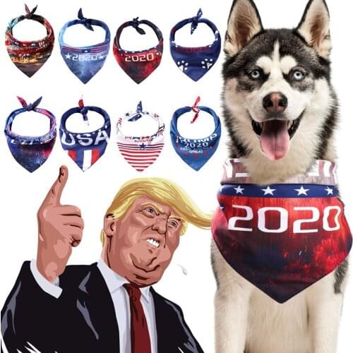 Trump Keep American Great Dog Bandanas Large Pet Scarf Pet Bandana For Dog Cotton Plaid WashableBow ties Collar