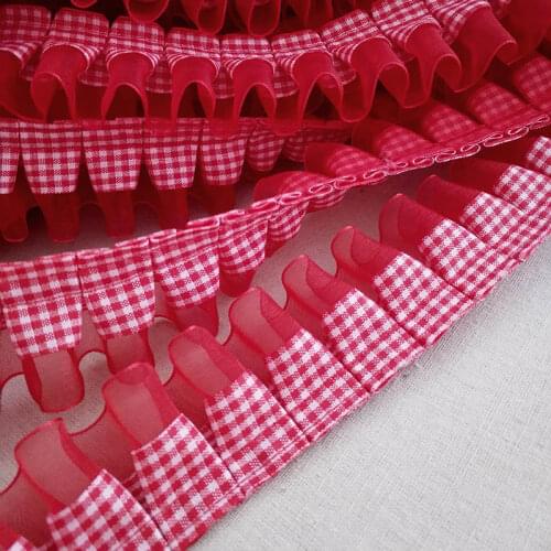 1M High Quality Lace Fabric Guipure Red Plaid Lace Ribbon Dress Sewing Trim Laces Dresses Craft costura encajes dentelle QT17